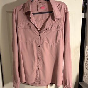 Women's Long-Sleeve Button-Front Blouse - Dusty Rose